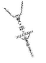 Men&#39;s Crucifix Necklace Stainless Steel Jesus - £38.35 GBP