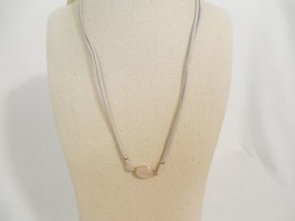 Style &amp; Co. 20&quot; Gold Tone Gray Cord Rose Quartz Stone Pendant Necklace C524 - £9.96 GBP