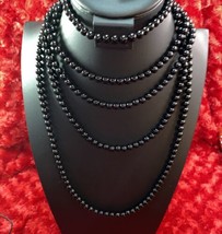 Vintage Black Beaded Faux Pearl Stretch Necklaces Three Total 30” &amp; 32” EUC - £14.93 GBP