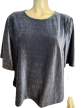 Texture &amp; Thread by Madewell Blue Boat Neck Short Sleeve Velour Top Size 3X - £22.00 GBP