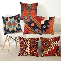 Bohemian Patterns Linen Cushions Case Multicolors Abstract Ethnic Geometry Print - £9.73 GBP