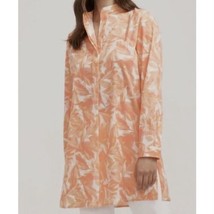 Anne Klein Orange Nehru Floral V-Neck Tunic Top Size Small - £25.16 GBP