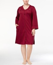 Miss Elaine Womens Plus Size Textured Embroidered Robe Color Cranberry Size 1X - £54.50 GBP