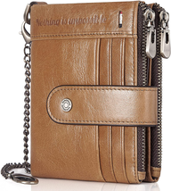 RFID Genuine Leather Wallet: Bifold with Zipper, ID Window, Coin Pocket - £35.82 GBP+