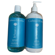 Crabtree &amp; Evelyn La Source Hydrating Body Wash &amp; Body Lotion Set 16.9 oz New - £38.77 GBP