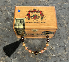 A Fuente Flor Fina 8-5-8 Empty Cigar Box W/ Handle Tassel Mirror Dominican Rep - $14.84