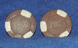 ONE Clay $5 Poker Chips San Diego Pacific Beach Card Room Club Gambling ... - $167.57 MXN