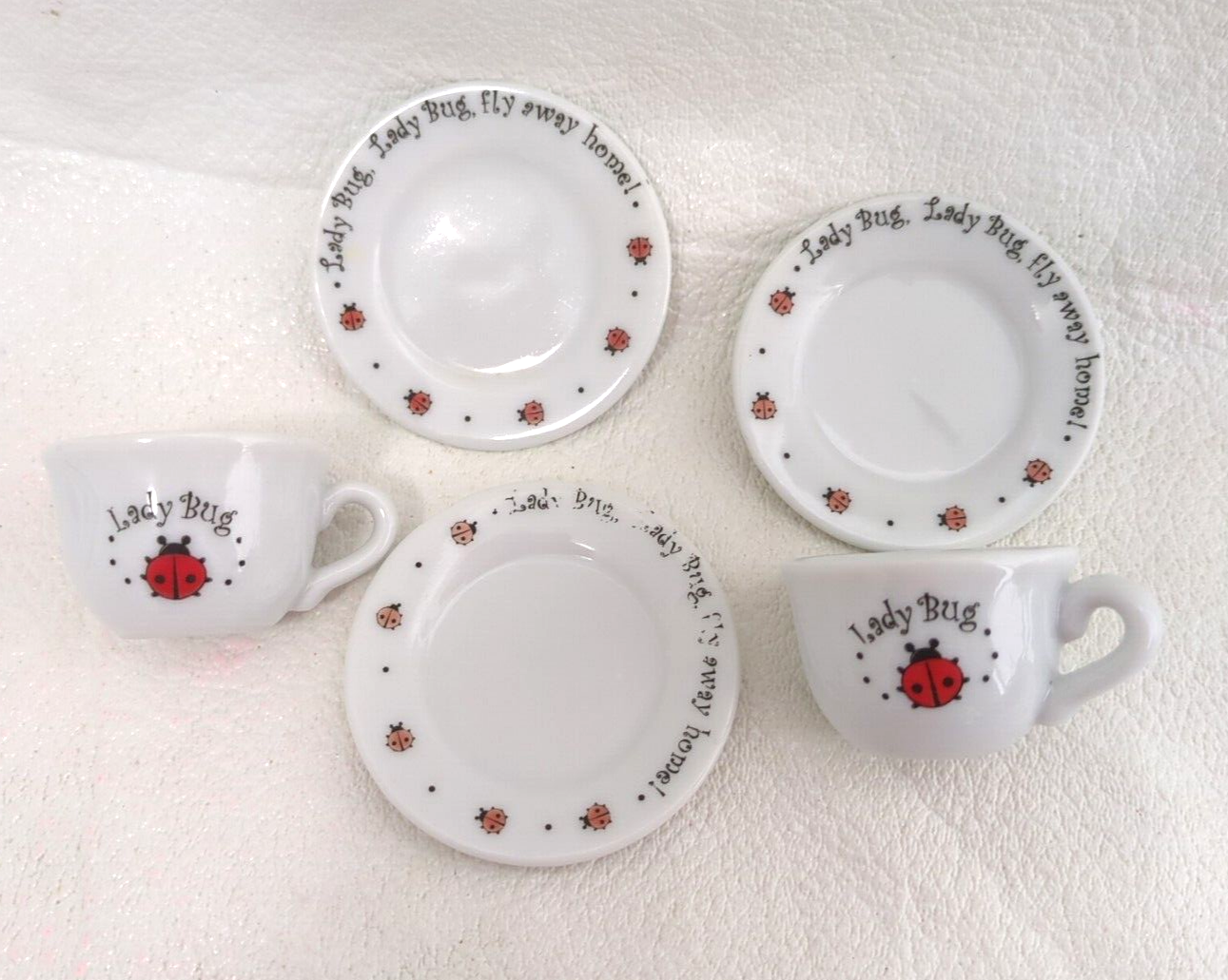 Schylling Ladybug Tea Set Replacement 3 Saucers 2 Teacups - £3.95 GBP