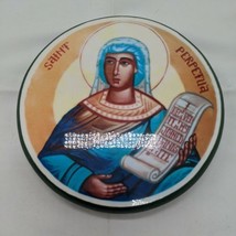 5.5&quot; Vintage Saint Perpetua Troparion Tone 4 Wood Wall Hanging Decor - $221.44 MXN