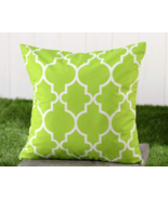 Green Throw Pillow Outdoor Geometric Design 18" x 18" Sun Weather Fade Resistant - $22.76