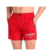 Iceberg  Red White Logo Trim Men&#39;s Swim Shorts Beach Athletic Size 3XL Slim - £73.86 GBP