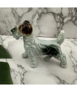 Vintage Made in Japan Terrier Dog Figurine Porcelain White Brown Fox Puppy - $18.80