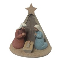 Hallmark Peace on Earth Wood-Look Nativity 1990 Vintage Southwest Folk Art - $18.70