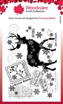 Woodware Clear Stamps 4&quot;X6&quot;-Winter Reindeer FRS1013 - £20.10 GBP