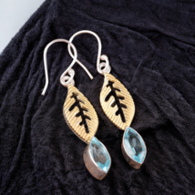 Blue Topaz Gemstone 925 Silver Earring Handmade Jewelry Earring For gift 2.11&quot; - £8.98 GBP