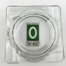 Key West Mile Marker Zero Ashtray Glass White Green Sign 1994 Vintage - $42.08