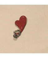 Vintage VALENTINE CARRETTE By GANZ Heart Pin Enamel W/Rhinestones 2&quot; - £6.71 GBP