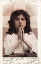 BEAUTIFUL YOUNG GIRLS SAYING PRAYERS~1900s SWEDISH? PHOTO POSTCARD - $9.89