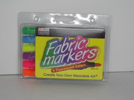 Marvy Uchida Fabric Markers 6 Fluorescent Colors Bold Tip New (d) - £11.66 GBP