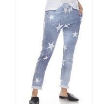 Flora Ashley crinkle star jogger in Blue with White Stars - $47.00