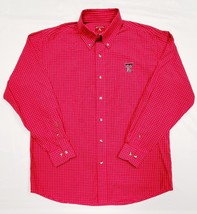 Antigua Medium Men&#39;s Red TEXAS TECH Red Raiders Button Front L/S Plaid Shirt 46&quot; - £13.45 GBP