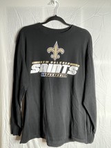New Orleans Saints T-Shirt Men Sz L Black Gold Tee Long Sleeve Crew Neck NFL - £10.96 GBP
