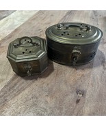 Vintage Brass Cricket Box, Set Of 2. Oval  &amp; Square. - $269.19 MXN