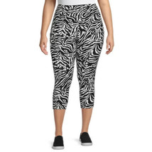 Terra &amp; Sky Women&#39;s Plus Sueded Capri Leggings 3X (24-26W) Zebra Print - £12.05 GBP