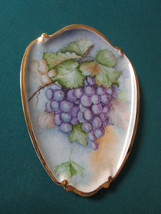 Vintage German Hand Painted Blue Grapes Vanity Tray Wall Plaque 10 X 7 1/2&quot; - £98.92 GBP