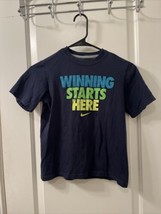 Nike Boys Short Sleeve T-Shirt Winning Starts Here Size Small Blue - £19.16 GBP