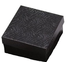  Black Swirl Cotton Filled Jewelry Box Watch Bracelet 3.5&quot;x3.5&quot;x1&quot; Set o... - £22.26 GBP