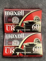 Lot of 2 Maxell UR 60 Blank Audio Cassette Tapes Normal Bias - £9.10 GBP