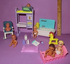 Barbie Doll Baby Nursery Doctor Playset Play Set Lot Newborn Bath Babies - $20.00