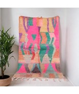 Colorful Handmade Boujad Moroccan rug, Berber area carpet, Handwoven Abstract Mo - £507.46 GBP