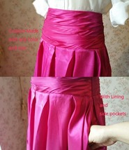 Fuchsia Pleated Maxi Skirt Women Custom Plus Size Maxi Pleated Party Prom Skirts image 4