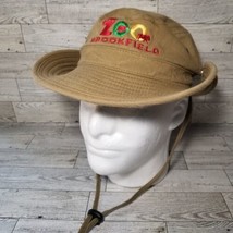 Brookfield Zoo Child&#39;s Khaki Safari Hat With Brim Adjustable Strap Brim Snaps - £9.32 GBP