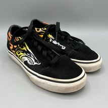 Vans #507452 Low Top Lace Up Black Suede Shark Flames Kids 2.5 Off The Wall - $19.79