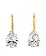 Pear Diamond Lever Back Earrings 14k Yellow Gold (1.1 Ct E-f Vvs1-vs1 GIA ) - £2,608.98 GBP