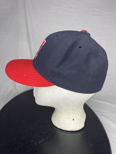 Vintage New Era 5950 Ole Miss Rebels Hat Cap Size 7 Fitted Blue & Red USA Made Item image 2