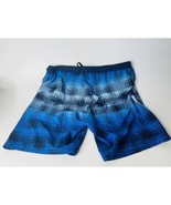 Mens Swim Trunks Shorts ZeroXposur Board Size XXL Blue Black Plaid  - $10.37