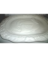 THANKSGIVING HANDCRAFTED TURKEY PLATTER WHITE EMBOSSED CERAMIC EARTHENWA... - £25.16 GBP