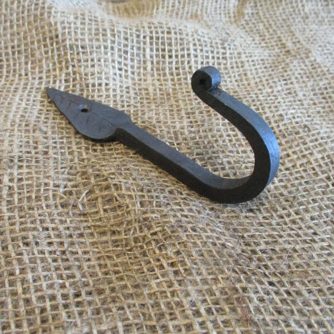 IRON LEAF HOOKS Coat Hat Entryway Hook 5 1/2&quot; Long Hand Forged - $7.99