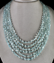 Fine Natural Blue Aquamarine Beads Long 6 L 680 Carats Gemstone Fashion Necklace - £588.52 GBP