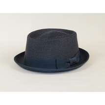 Men's Broner Summer Hat Woven Straw Style Porkpie STAND UP 88-8604 Navy image 4