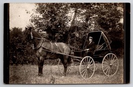 RPPC Man Showing his Beautiful Horse Drawn Carriage c1908 Postcard B26 - £10.24 GBP