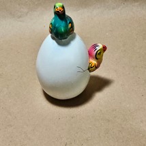 Tonala Pottery Hatched Egg Bird Duck Parrot Green Hand Painted Signed 153 - $14.83
