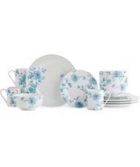 16 Piece Dinnerware Set For 4 Vintage Ceramic Dishes Plate Mug White Blu... - £68.79 GBP