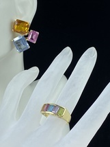 18k/14k gold multiple Gemstones earrings ring matching set 19.6g s6 JR7901 - £1,020.62 GBP