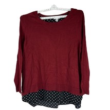 Croft and Barrow Womens 1X Burgundy Polka Dot Layered Sweater - £18.11 GBP