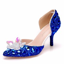 Crystal Queen Bling Bling Stones Glass Stiletto High Heels Sexy Pointed Toe Brid - £77.17 GBP